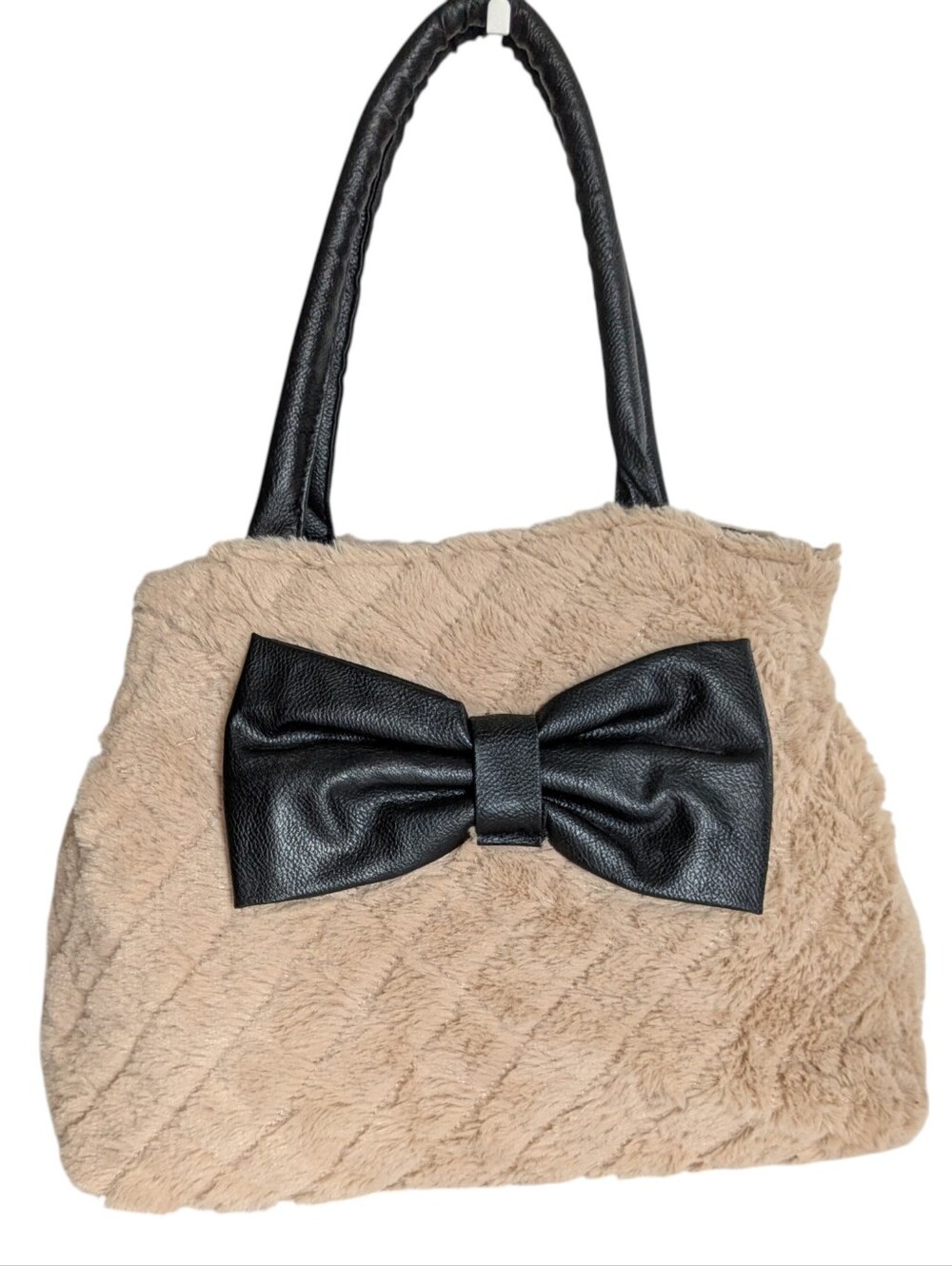 Faux Fur Tote With Leather Trim